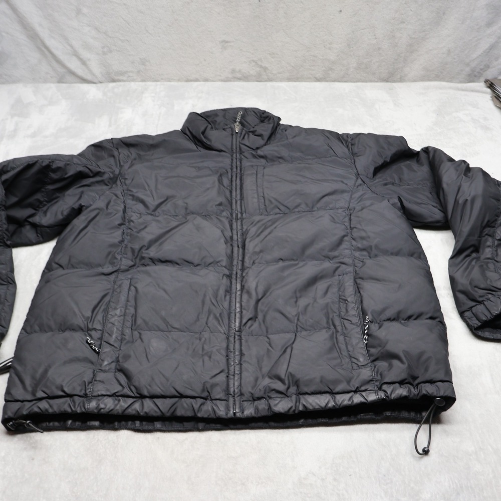 Eddie Bauer Down Jacket Men XL Black Insulated Full Zip Light Pack Winter Puffer